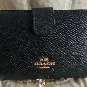 Coach Black Wallet with Gold Logo